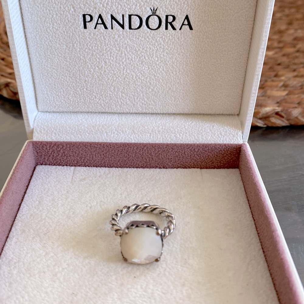 Pandora retired mother of pearl ring